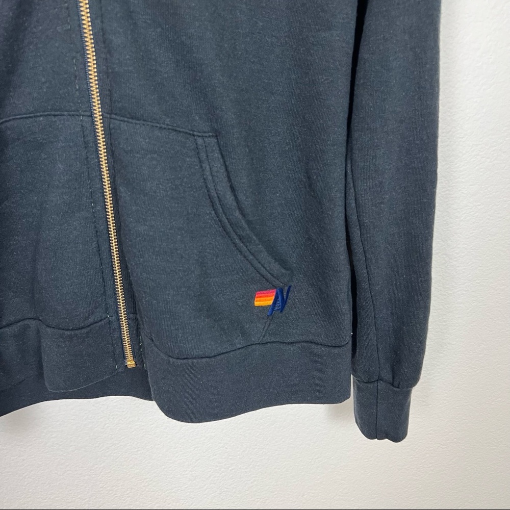 Aviator Nation Black Zip Hoodie with Pink-to-Blue Lightning Bolt - Picture 4 of 8